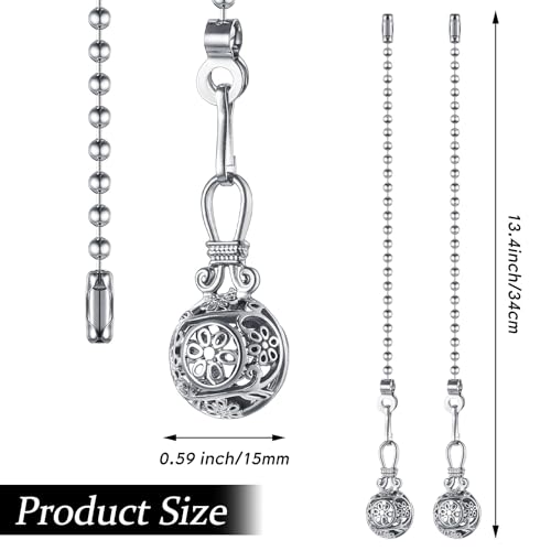 Vintage Ceiling Fan Pull Chain Danglers (Silver, 4 Pack)