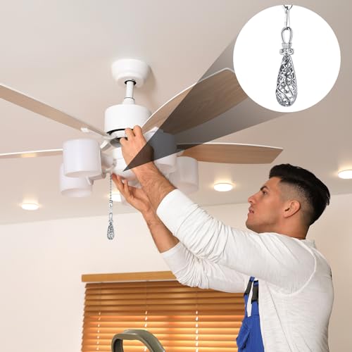 Vintage Ceiling Fan Pull Chain Danglers (Silver, 4 Pack)