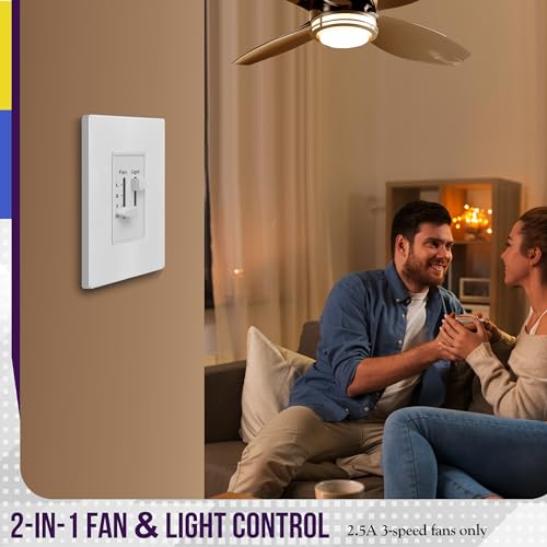 ENERLITES 3 Speed Ceiling Fan Control with LED Dimmer