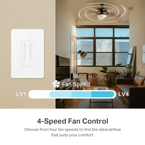 Smart Ceiling Fan Control & Dimmer Switch | Adjustable Speed & Brightness | Works with Apple HomeKit, Alexa, Google Home