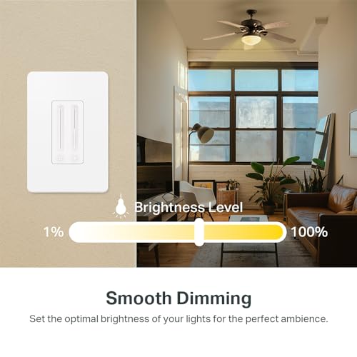 Smart Ceiling Fan Control & Dimmer Switch | Adjustable Speed & Brightness | Works with Apple HomeKit, Alexa, Google Home