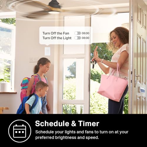 Smart Ceiling Fan Control & Dimmer Switch | Adjustable Speed & Brightness | Works with Apple HomeKit, Alexa, Google Home