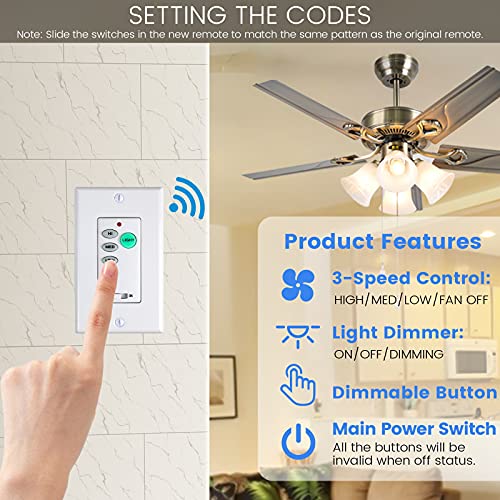 Eogifee Universal Ceiling Fan Wall Control with Full Range Dimmer