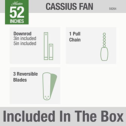 Hunter Cassius 52" Ceiling Fan, Indoor/Outdoor, Matte Black