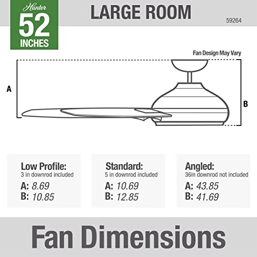 Hunter Cassius 52" Ceiling Fan, Indoor/Outdoor, Matte Black