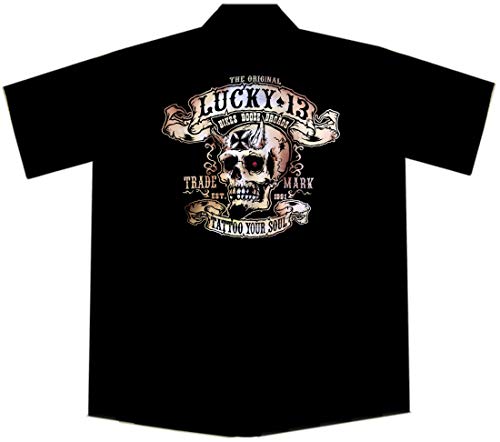 Lucky 13 Skull Biker Work Shirt XL