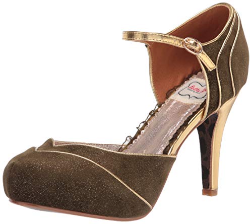 Bettie Page Women's Vintage Style Pump, Olive, 11