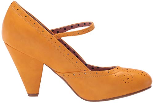 Bettie Page Women's Vintage Style Pump, Yellow, 8