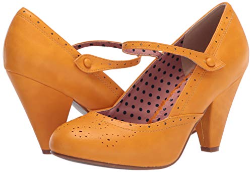 Bettie Page Women's Vintage Style Pump, Yellow, 8