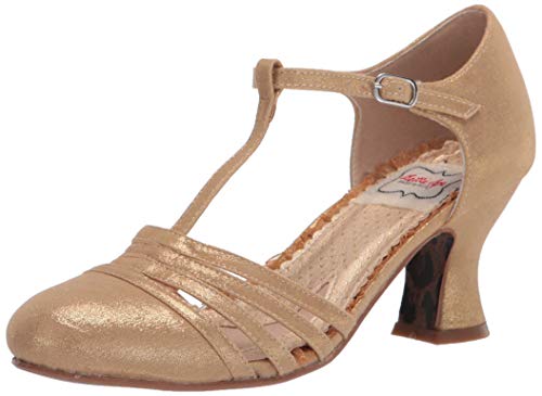 Bettie Page Women's Vintage Style Pump, Gold, 9
