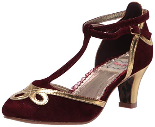 Bettie Page Women's Vintage Style Pump, Burgundy, 9