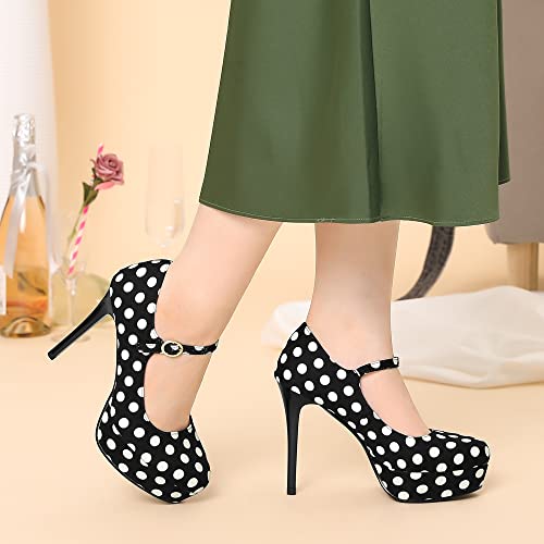 Black Polka Dot Stiletto Mary Janes