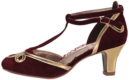 Bettie Page Women's Vintage Style Pump, Burgundy, 9