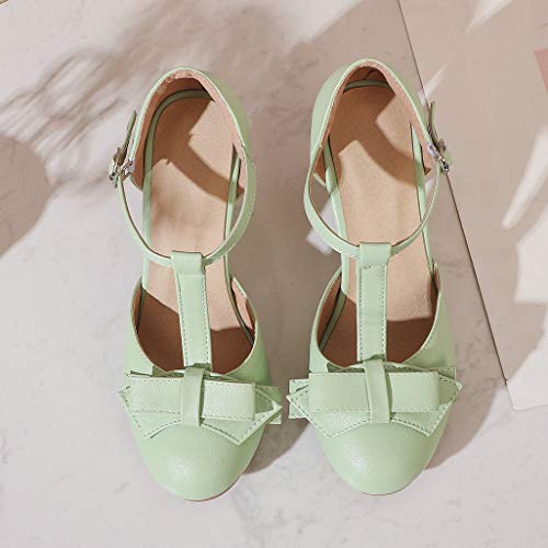 Mint Green T-Strap Mary Janes with Cones Heels