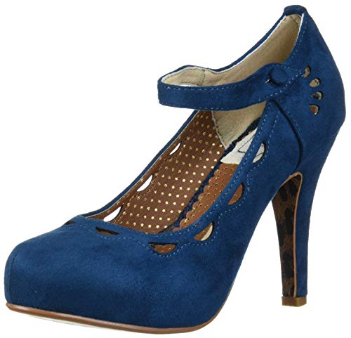 Bettie Page Women's Pinup, Retro, Vintage Pump, Blue, 8