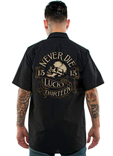 Lucky 13 Never Die Work Shirt (Black, XX-Large)