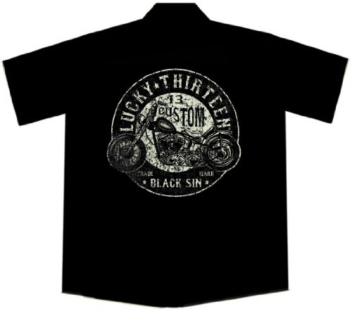 Lucky 13 Black Sin Biker Shirt (L)