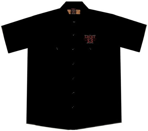 XL Black Lucky 13 Work Shirt (Hot Rod Pinup)