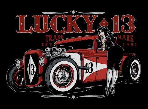 XL Black Lucky 13 Work Shirt (Hot Rod Pinup)