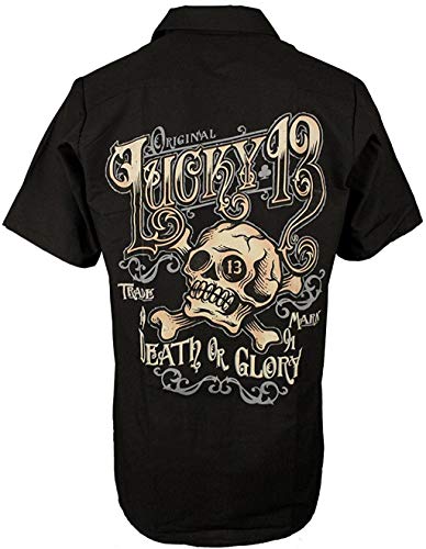 Lucky 13 Skull Work Shirt (2X, Black)