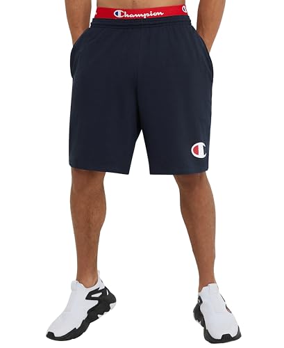 Men's Champion Navy C Logo Lounge Shorts, Lightweight