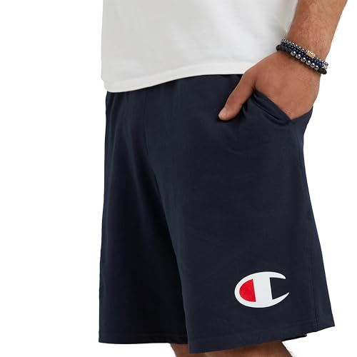 Men's Champion Navy C Logo Lounge Shorts, Lightweight