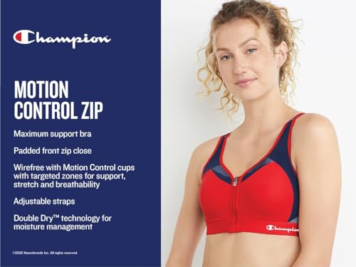 Black Champion Motion Control Zip Sports Bra, 34D