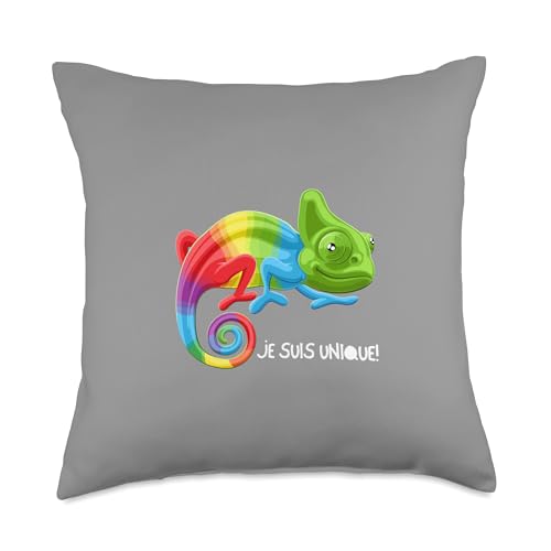 Colorful Camouflage Chameleon Lizard Throw Pillow