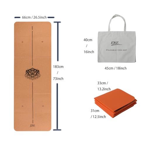 EKE Foldable 5mm Cork Yoga Mat with Bag