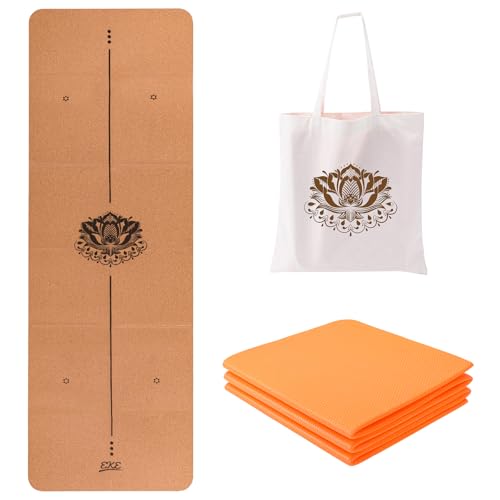 EKE Foldable 5mm Cork Yoga Mat with Bag