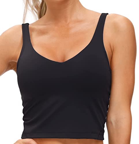Black Longline Medium Support Wirefree Padded Yoga Sports Bra