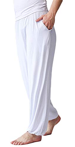 Men's White Yoga Harem Pants Elastic Waist Lightweight