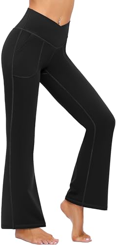 IUGA Women's High Waist Bootcut Yoga Pants Black X-Large