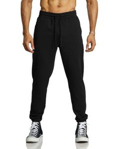 Ouber Men's Black Yoga Jogger Pants with Pockets
