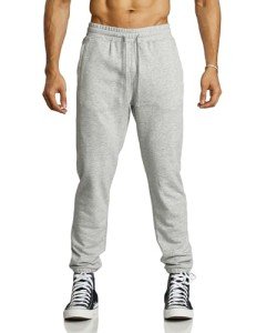 Men's Heather Grey Jogger Pants with Zipper Pockets