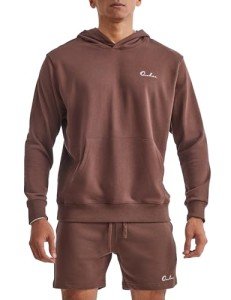 Men's Brown Athletic Hoodie with Kanga Pocket