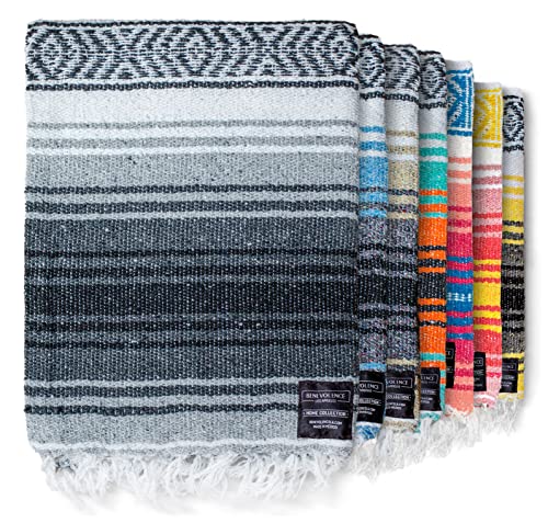 Handwoven Mexican Yoga Blanket - Gray, 50x70" Pack