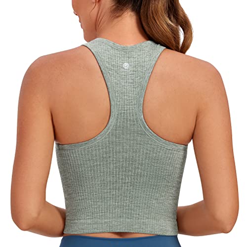CRZ YOGA Seamless Ribbed High Neck Sports Bra