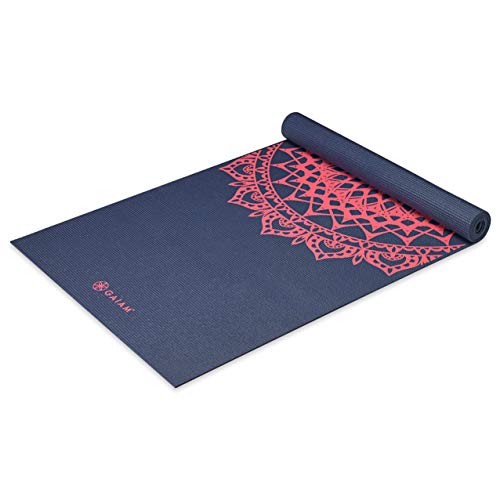Gaiam Pink Marrakesh Yoga Mat, 4mm Thick Durable