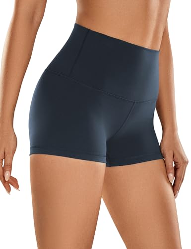 CRZ YOGA Womens Butterluxe Biker Shorts 2.5 Inches - High Waisted Yoga Workout Running Volleyball Spandex Booty Shorts True Navy Small