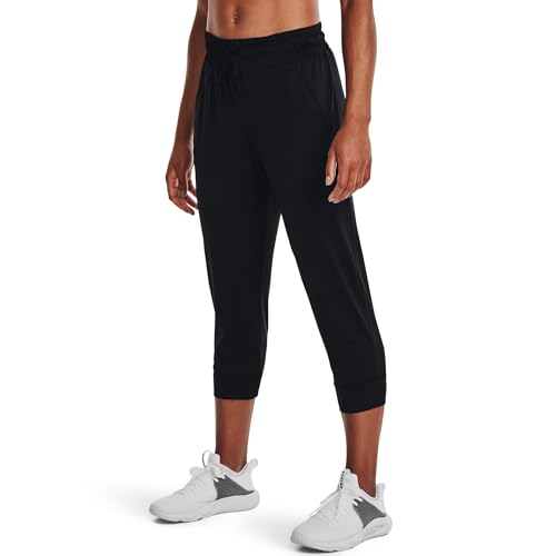 Under Armour Women's HeatGear Capri, Black/Jet Gray, Large