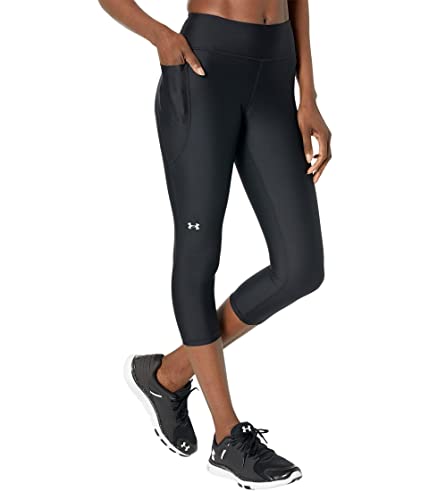 Under Armour Mid Pocketed Capri, Black/White, Large