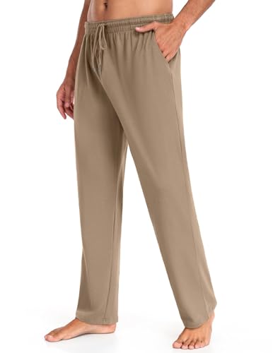 COOFANDY Cotton Knit Men's Yoga Jogger Pants Khaki