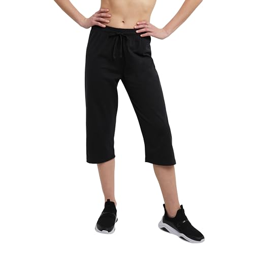 Black Champion 18" Jersey Knit Capri Pants, Women's Large