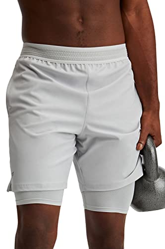Men's Fabletics Fundamental Lined Yoga Shorts, XL, Mineral Grey
