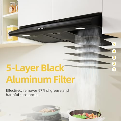 FIREGAS 36" Black Under Cabinet Range Hood 200CFM