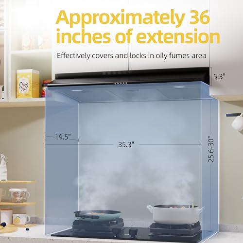 FIREGAS 36" Black Under Cabinet Range Hood 200CFM
