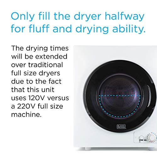 BLACK+DECKER BCED37 Compact Dryer, Small, 4 Modes, White