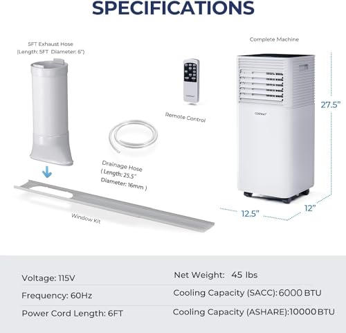 COSTWAY Portable Air Conditioner, 10000 BTU, Remote Control