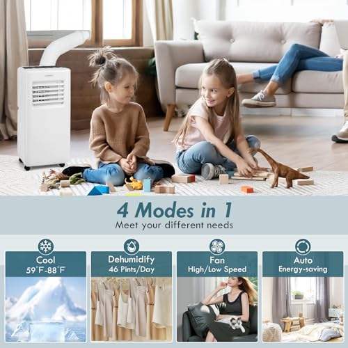 COSTWAY Portable 8000 BTU Air Conditioner with Fan & Dehumidifier